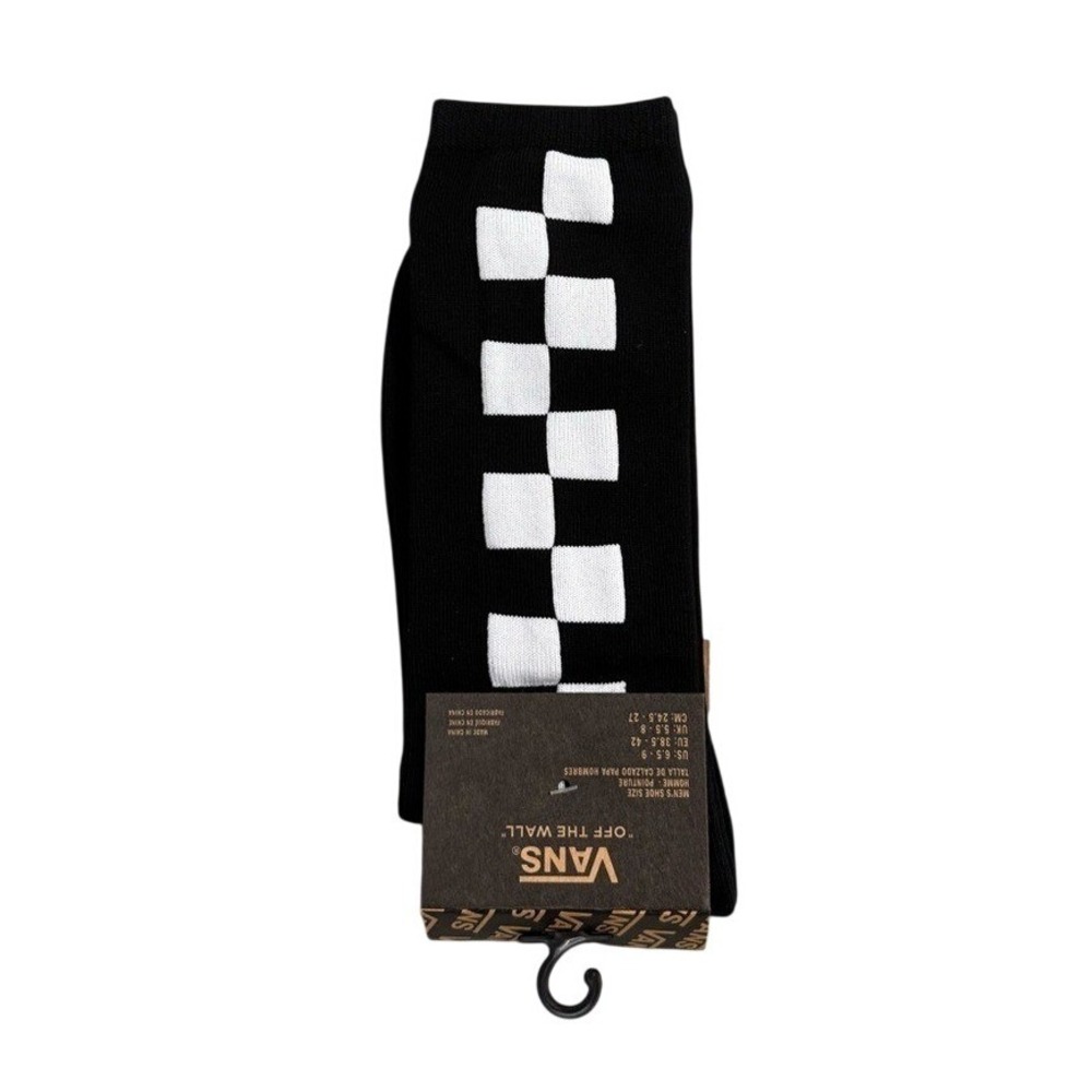 Vans Checkered Crew Socks Mens Womens 6.5-9 Black‎ White Classic Athletic Comfy